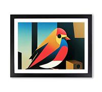 Robin Bird Abstract Vol.5 Framed Print | A3 Black Framed Wall Art | Ready to Hang | Abstract Animal Picture | Living Room Bedroom Lounge Office