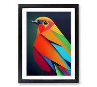 Robin Bird Abstract Vol.6 Framed Print | A2 Black Framed Wall Art | Ready to Hang | Abstract Animal Picture | Living Room Bedroom Lounge Office