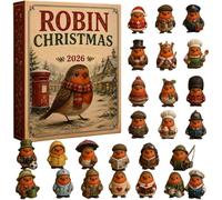 Robin Bird Advent Calendar 2026, 2D Flat Acrylic 24-Day Christmas Countdown | 24 Pcs Hanging Tree Ornament Pendants, Novelty Traditional Holiday Xmas Gifts for Bird Lovers, Women, Kids, Teenagers & Men