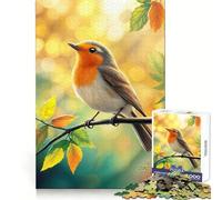 Robin Bird Art Hard Jigsaw Puzzle for Adults 1000 Pieces Fine Logic Toy Calm Fun Neat Edge Thoughtful Gift (50x75cm)