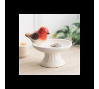 Robin Bird Bath Ceramic Trinket Dish For Keepsakes