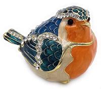 Robin Bird Hinged Jewelry Box Trinket Boxes for Rings Earrings Storage Bird Figurine Home Decor Gifts