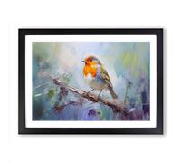Robin Bird Impressionism Framed Print | A2 Black Framed Wall Art | Ready to Hang | Impressionist Animal Picture | Living Room Bedroom Lounge Office
