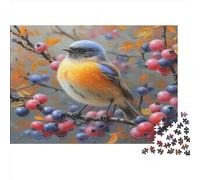 Robin Bird Jigsaw Puzzles Puzzles for Adults Kids. 1000 Piece Tree Branch Impossible Challenge Toy Home Decoration for Gifts 1000pcs (75x50cm)