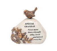 Robin Bird Memorial Graveside Plaque Ornamental Gift, Engraved with a Special Sympathetic Verse | A Personalised Remembrance Grave Decoration Stone/Sign for your Special Ones (Grandad bird stone)
