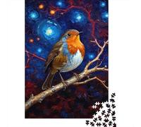 Robin Bird Night Sky 1000 Pc Extra-thick Cardboard Premium Jigsaw Puzzle Teen Fans 12-18 Hard Difficult Challenge Fun Present 38x26cm/1000pcs
