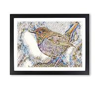 Robin Bird No.3 Modern BG Framed Print | A2 Black Framed Wall Art | Ready to Hang | Modern Animal Picture | Living Room Bedroom Lounge Office