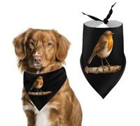 Robin Bird on Wood Cute Dog Bandanna Scarf Printed Adjustable Triangle Pet Kerchief for Dogs And Cats