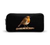 Robin Bird on Wood Funny Pen Case Pencil High Capacity Pouch Stationery Bag Makeup Cosmetic Organizer For Men Women