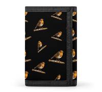 Robin Bird on Wood Printed Trifold Wallets Front Pocket Wallet With ID Window Gifts for Men And Women
