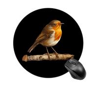 Robin Bird on Wood Round Mouse Pad for Office Home