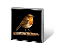 Robin Bird on Wood Square Brooch Pin Lapel Pins Tie Suit Dress Accessories Wedding Birthday For Men Women
