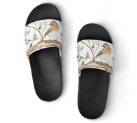Robin Bird On Woods House Slippers Shower Slides Shoes