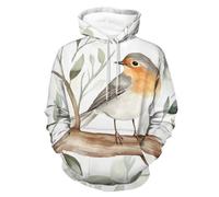 Robin Bird On Woods Mens Hoodies Womens Hoodie Sweatshirt Tops Casual Pullover Sweater