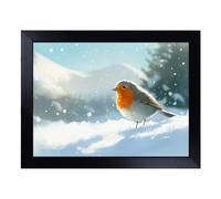 Robin Bird Painting | Lap Tray with Padded Cushion, Portable Surface with Bean Bag Base, Perfect Surface for Working, Crafting, TV Eating and Laptop Use