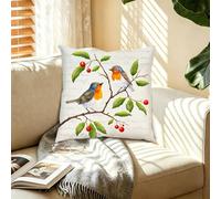 Robin Bird Pillow Covers Floral Decorative Pillows Nature Lover Gifts,Rustic Farmhouse Pillowcase Throw Pillows for Couch Bed Cushion Covers Patio Chair Sofa Bedroom Office Home Decor Living Room