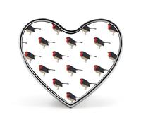 Robin Bird Print Badge Brooch Heart Shaped Collar Pin for Bag Jacket Clothes Accessories