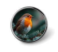 Robin Bird Round Metal Badges Decorative Brooches