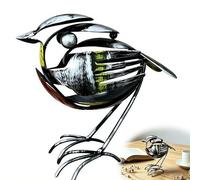 Robin Bird Scrap Metal Art Sculpture, Fork & Spoon Handcrafted Bird Statue, Rustic Unique Home Decor for Garden, Patio, Desk, Decorative Steel Craft