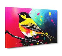 Robin Bird Splash Vol.4 Canvas Print | Gallery Wrapped 30mm Frame Wall Art | 30x20 inches | Ready to Hang | Abstract Animals Picture | Living Room Bedroom Lounge Office
