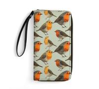 Robin Bird Wristlet Clutch Wallet Purses 4 Card Slots with Strap Handbag for Women