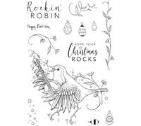 Robin Birds Stamp for Card Making DIY Scrapbooking Robin Playing in the Gulitar Transparent Silicone Seal Stamp for Paper Crafting Christmas Stars Bells Clear Stamp Handmade Craft Scrapbooking Supplie