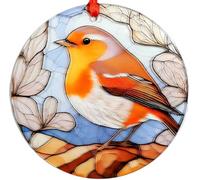 Robin British Bird Suncatcher, Hanging decoration for use indoors or out. Made from 3mm clear acrylic, but emulates glass. We make these, so any design ideas you may want are available.