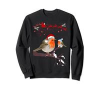 Robin Christmas Robins Bird Santa Reindeer Sleigh Sweatshirt