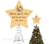 Robin Christmas Tree Topper Decoration Robins Appear When Lost Loved Ones Are Near Wooden Christmas Star Topper Decor Ornament for Xmas Tree Home Garden Decoration