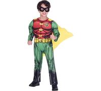 amscan 9906092 Child Boys Officially Licensed Classic Musclesuit Robin Fancy Dress Costume 8-10 Years