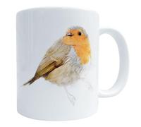 Robin Coffee Mug, Festive Bird Art 11 Oz Ceramic Tea Drinker Cup Gift for British Nature Lovers