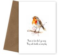Robin Condolences Card - Memorial Cards - Those We Love Don’t Go Away They Walk Beside Us Every Day - Deceased Sympathy Card - Memory Cards for Funeral Death or Remembrance - Thinking of You
