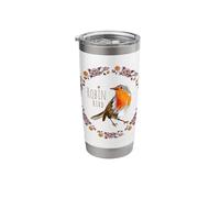 Robin Design with Botanical Flowers for Vintage Bird Lovers Stainless Steel Insulated Tumbler