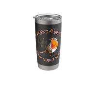 Robin Design with Botanical Flowers for Vintage Bird Lovers Stainless Steel Insulated Tumbler