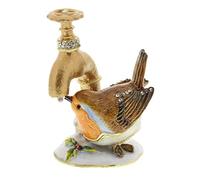 Robin Drinking From Tap Treasured Trinket Box / Decorative Keepsake Ornament (New)