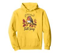 Robin Fall Song Bird And Musical Notes Autumn Leaves Pullover Hoodie
