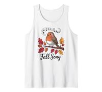 Robin Fall Song Bird and Musical Notes Autumn Leaves Tank Top