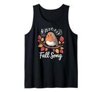 Robin Fall Song Bird and Musical Notes Autumn Leaves Tank Top