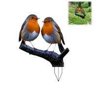 Robin Garden Ornament Outdoor,Colourful Acrylic 2D Flat Lawn Insert Decor,B