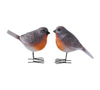 Robin Garden Ornaments Outdoor - Set Of 2 Realistic Resin Robin Statues For Garden Decoration, Beautifully Detailed For Outdoor Charm, Perfect Christmas Or Year-round Bird-themed Décor.