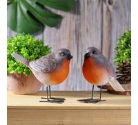 Robin Garden Ornaments, Robin Gifts For Gardening Gifts, Set of 2 | Durable Resin Bird Figurines Robins Home Decoration Robin Gifts for Easter Christmas Grave Ornaments
