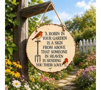 Robin Garden Sign,Farm Animal Country Wall Decor Sign for Outdoor | A Robin In Your Garden Is A Sign From Above,Vintage Robin Bird Memorial Wall Decor Plaque,Metal Wall Art Decorative Signs