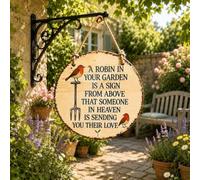 Robin Garden Sign,Farm Animal Country Wall Decor Tin Sig n,Vintage Robin Bird Memorial Wall Decor Plaque,A Robi n In Your Garden Is A Sign From Above,Round Rustic Tin SignS,Peace and love forGarden