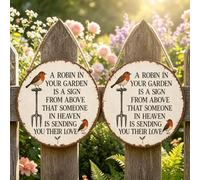 Robin Garden Sign, Vintage Robin Bird Memorial Wall Decor Plaque, A Robin In Your Garden Is A Sign From Above, Farm Animal Country Wall Decor Signs, Round Rustic Outdoor Fence Sign (2PC)