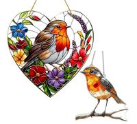 Robin Gifts, 2 Pack Hanging Window Ornaments, 20x20cm Acrylic Light Reflectors for Garden & Home Decor, Indoor Outdoor Decorations
