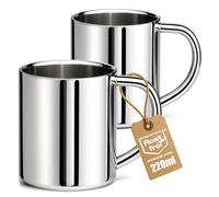Robin Goods® 2X Stainless Steel Thermo Mugs 220 ml - Double-Walled Mugs with Handle - Shatter-Proof Coffee and Drinking Mugs Made of Stainless Steel - Rust-Proof, BPA-Free and Dishwasher-Safe (220ml)