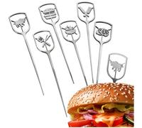 Robin Goods® 6X Burger skewers Made of Stainless Steel - Metal skewers with Wide, Punched Grip Surface - Grill skewers - Serving skewers (06 Pieces)
