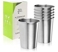 Robin Goods® 6x stainless steel drinking cups stainless steel cup - Camping cup 260 ml - Travel cup shatter-proof and BPA-free (006 pieces - silver colored)
