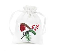 Robin Hedgerow Embroidered Gift Bag - 12cm x 16cm