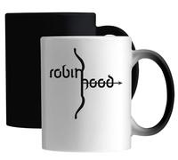 Robin Hood Bow Minimalist Archer Graphic Ceramic Magic Mug White
